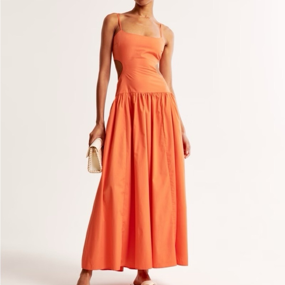 NWT Abercrombie & Fitch Dipped Drop Waist Cutout Maxi Dress